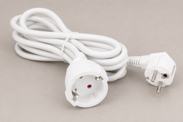 UNITEC Schutzkontakt-Verlängerung 2 m – H05VV-F 3G1,5 mm², Weiß