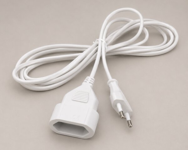 UNITEC Euro-Verlängerung 3 m – H03VVH2-F 2x0,75 mm², Weiß