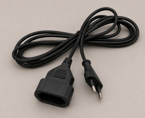 UNITEC Euro-Verlängerung 3 m – H03VVH2-F 2x0,75 mm², schwarz