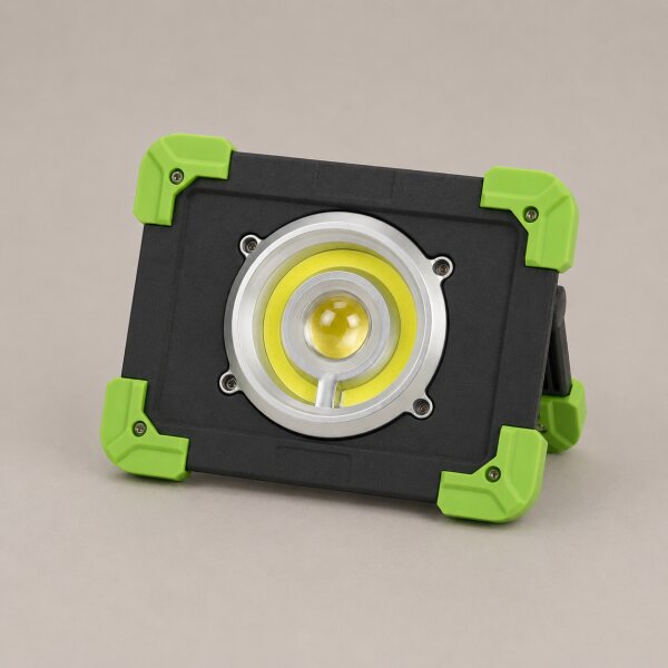 UNITEC LED-Akku-Strahler 20 W – 1.600 lm, Tragbarer Baustrahler, Schwarz/Grün