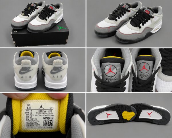 Nike Air Jordan 4 RM Premium Herren-Sneaker – White / Fire Red / Black / Smoke Grey Gr.42