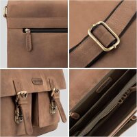 LEABAGS Cambridge Aktentasche – Echtleder Umhängetasche, 15 Zoll Laptopfach, Vintage Braun