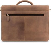LEABAGS Cambridge Aktentasche – Echtleder Umhängetasche, 15 Zoll Laptopfach, Vintage Braun