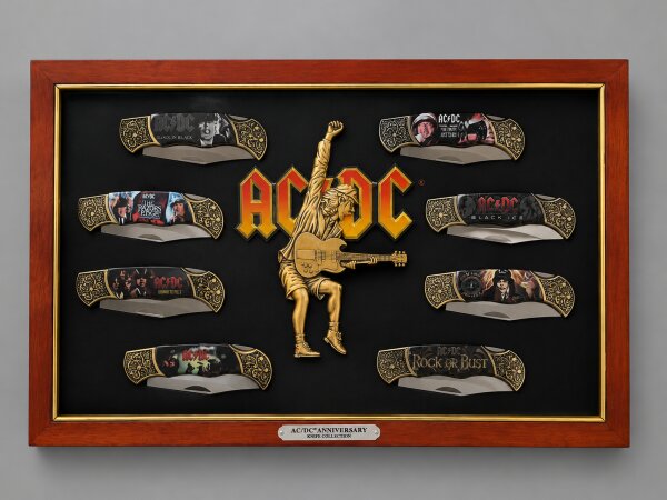 Bradford Exchange AC/DC Anniversary Messerkollektion in Sammlervitrine – Limitierte Edition