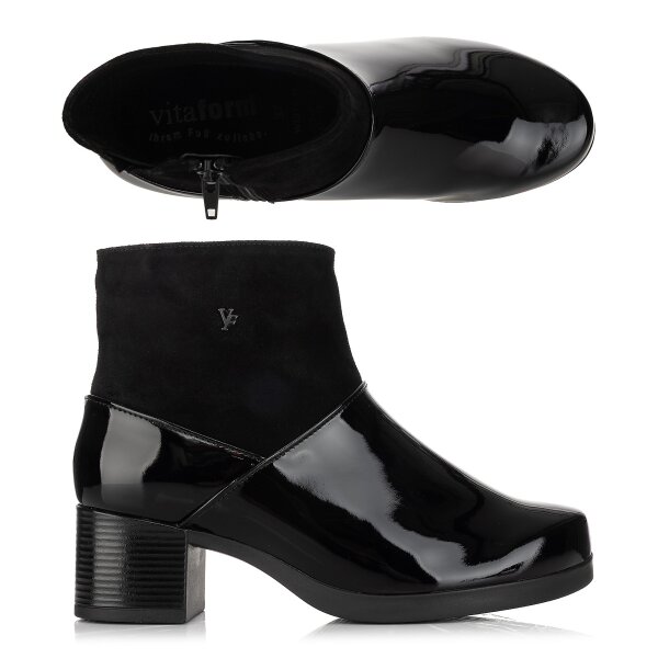 VITAFORM Gr. 38 Damen Stiefelette aus Samtziegenleder  & Lackstretch – Modell Luisa