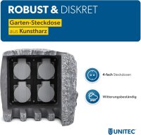 UNITEC Garten-Steckdosenverteiler in Steinoptik – 4...