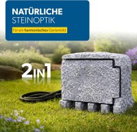 UNITEC Garten-Steckdosenverteiler in Steinoptik – 4 Steckdosen, IP44