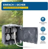 UNITEC Garten-Steckdosenverteiler in Steinoptik – 4 Steckdosen, IP44